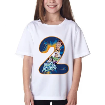 Dzieci urodziny pokój 1~9 toy Story kreskówka druku odzież Dziecięca Koszulki chłopiec i dziewczynka Buzz Astral/Woody zabawny prezent t-shirt dziecko