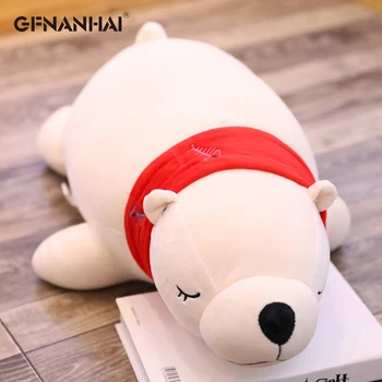 1 50-110 cm gigantyczny szalik Biały miś plusz-poduszka kawaii nadziewane zwierząt niedźwiedź zabawki Śpiący uspokoić poduszki, lalki, prezenty dla dzieci