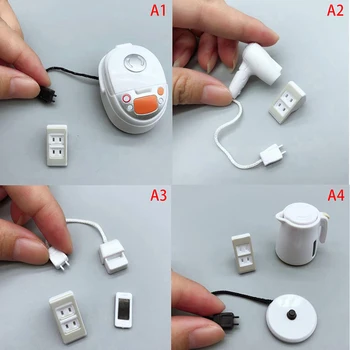 1 kpl. 1:12 domek dla lalek miniaturowe gniazdo ładowania kabel mini-urządzenia elektryczne dla lalek naklejki nowy