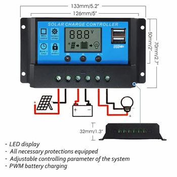 10/20/30 Amp regulator lampy czasowy 12V 24VSolar panels kontroler ładowania baterii słonecznych panelu kontroler ładowania baterii