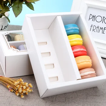 10 szt. Macarons Box deser opakowanie z przezroczystym oknem na ciasteczka muffin mini pączki
