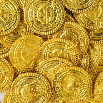 100pcs Piraci złote monety plastikowe skarby monet grać pieniądze zabawka gra rekwizyty Playset Jare Bag wypełniacze partia korzyść dla dzieci