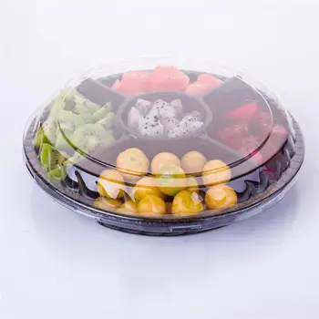 10szt jednorazowe 5 przedziałów pojemniki do przechowywania żywności okrągłe plastikowe салатные owoce pudełko z wieczkiem