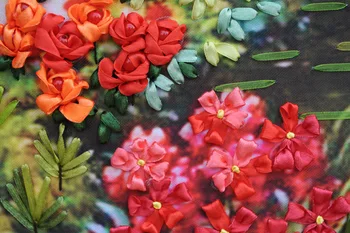 110x70cm 3D flower lake Ribbon embroidery kit stain canvas painting set handcraft kit DIY handmade rękodzieło rzemiosło wystrój domu