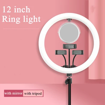 12inch 30cm Selfie Ring Light Lamp LED Dimmable Ring Light with Tripod light Ringlight with mirror Stand for Youtube Live