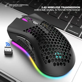 2.4 GHz bezprzewodowa mysz do gier 7 przycisk 1600 DPI regulowana RGB podświetlenie ładowalna mysz lekka komórkowa, błona геймерские myszy