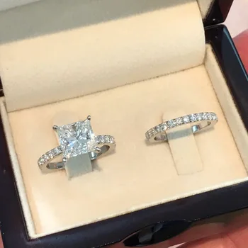 2 karatowe diament pierścionek 14K Whtie Złoty pierścionek Topaz kamień Anillos diamond Bizuteria Wedding 14K gold Jewelry pierścień dla kobiet