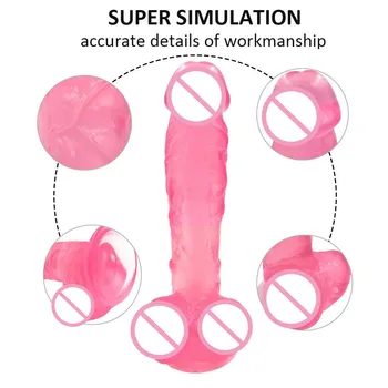 20,5 cm Kryształ penis wielki kutas seks zabawki dla dorosłych symulować realistyczne przezroczysty, miękki wibrator z przyssawką różowy dla kobiet i żony