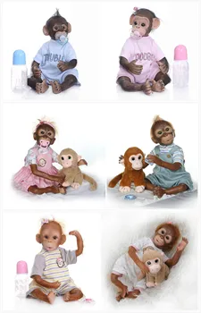 20 cm silikonowe odrodzone małpy lalki do 50 cm zabawka małpka dla dzieci lalka miękkie ciało kochanie małpa towarzyszyć zabawkę