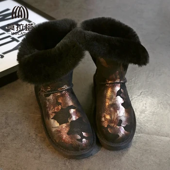 2019 zima nowe buty zimowe Damskie płaskie z овчиной zintegrowane średnie buty grube, ciepłe, antypoślizgowe buty krótkie bawełniane buty