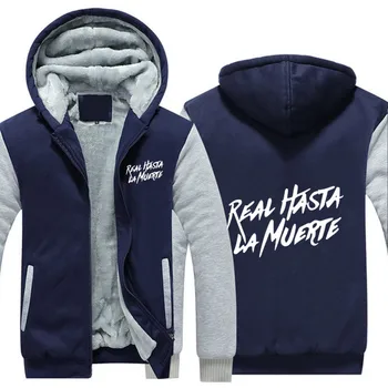 2019 zimowe grube Męskie bluzy Real Until Death Printing męska kurtka hip hop firmowa odzież wierzchnia sprzedaż rękaw męska kurtka na co dzień