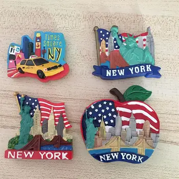 2020 Creative New York Travel Souvenirs Magnesy Na Lodówkę Famous NewYork Building Resin Fefrigerator Sticker Prezent Dla Przyjaciela Rodziny