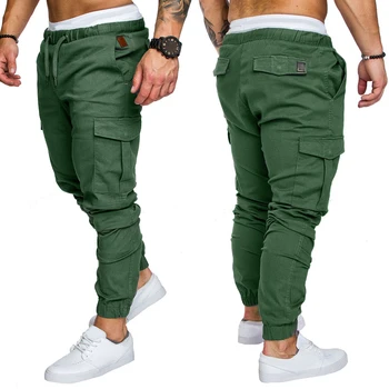 2020 lato plus rozmiar mężczyźni casual kolor talii pasek multi kieszenie długie spodnie cargo odzież męska, spodnie męskie