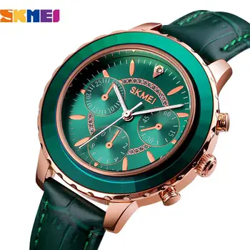 2020 luksusowe zegarki kwarcowe zegarki damskie zegarek vintage skórzany pasek casual damskie zegarek SKMEI marka retro zegarek Reloj Mujer