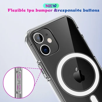 2020 magnetyczny Bezpieczne etui dla iPhone 12 Mini Clear Air Protection tylna pokrywa dla Apple iPhone 12 Pro Max magnetyczny przezroczyste etui