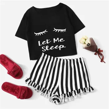 2020 moda kobiety piżamy zestaw casual strój damska krótki rękaw t-shirt topy bokserki piżamy pijama feminino L41