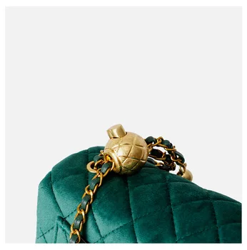 2020 moda mini zielony aksamit torba łańcuch romb kobiety torba messenger portfele i torby Luksusowe markowe torby