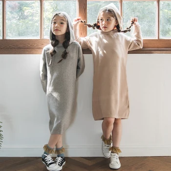 2020 New Kid Sweater Dress Baby Princess Dress Girl Autumn Dress Children Dress Rabbit Hair Core Spun Yarn Toddler Sweater,#3469