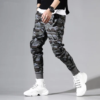 2020 Nowa moda kamuflażu biegacze Męskie spodnie ołówek Harajuku meble ubrania Slim Fit kamuflażu spodnie Męskie casual wojskowe spodnie HT139