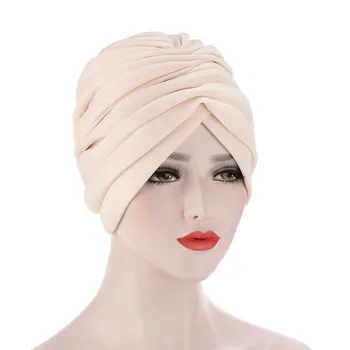2020 Nowa Moda Turban Kapelusz Kobiety Ciepły Zimowy Szal, Kaptur, Czapka Muzułmańska Femme Wrap Head Stylowe Indyjskie Kosmiczna, Bawełniana Ręcznie Kapelusz