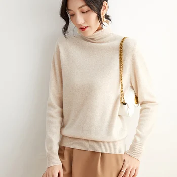 2020 nowe damskie bluzy z wysokim kołnierzem cienki kaszmirowy sweter z dzianiny sweter czarny stretch pullover sweter moda koreańskiej wersji