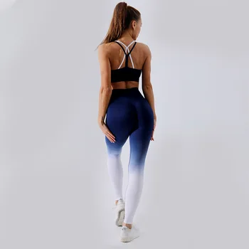 2020 Upgrade Vital Fitness dresy Wysoka Talia jogging legginsy spodnie kobiety bez szwu ombre joga zestaw siłownia