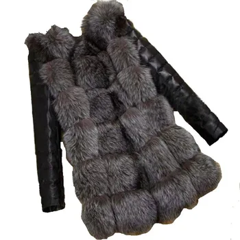 2021 czarny ciepły zagęszczony nowy wysokiej jakości odtwórczy futro чернобурки płaszcz sztuczne rękawa ciepła zima Duży Dziedziniec płaszcz kurtka ubrania