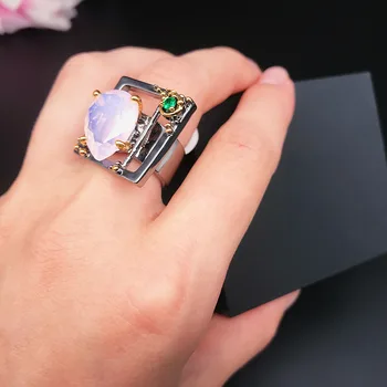 2021 duży plac w kształcie pierścienia z wielkim różowy łzy cyrkon piękny niezwykły design moda biżuteria kobiece prezenty biżuteria