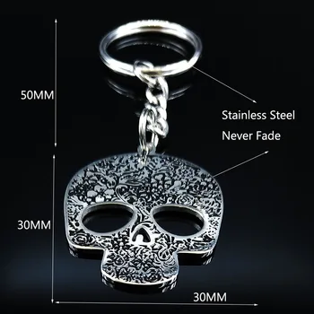 2021 gotycki brelok czaszka ze stali nierdzewnej samochód dla mężczyzn czarny kolor srebrny brelok biżuteria llavero hombre K77593B