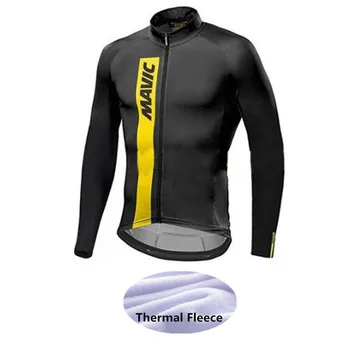 2021 MAVIC Men Top quality winter thermal fleece Reflective Cycling Jersey Classic long sleeve cycling jacket for low light ride