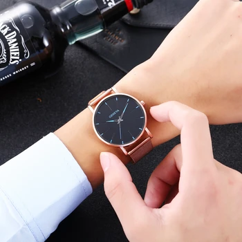 2021 wielokolorowe męskie zegarki proste męski zegarek Mens Top Brand Leisure Military Luxury Sports Magnet Mesh czarny zegarek