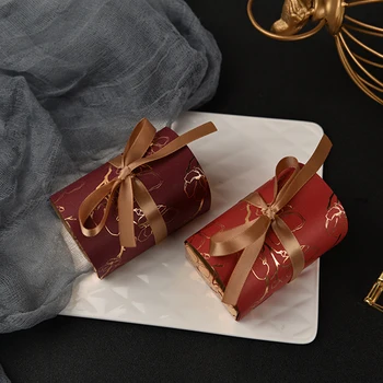 20szt luksusowy Brązowy pudełko czekoladek z taśmą czekoladowe pudełko na prezent na baby shower Urodziny wesele impreza świąteczne akcesoria wystrój