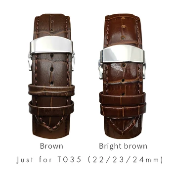 22 mm 23 mm 24 mm skóra naturalna watchband zakrzywiony koniec zamiennik dla Tissot T035 motyl stalowa klamra, pasek z cielęcej skóry bransoletki