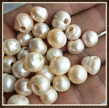 25szt naturalne złoty kolor słodkowodne perły koraliki 10-11 mm naturalne złoty kolor hodowane perły duży otwór 3,0 mm