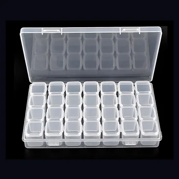 28 siatki przezroczyste plastikowe pudełko do przechowywania paznokci rhinestone narzędzia biżuteria koraliki etui do przechowywania organizator paznokci akcesoria