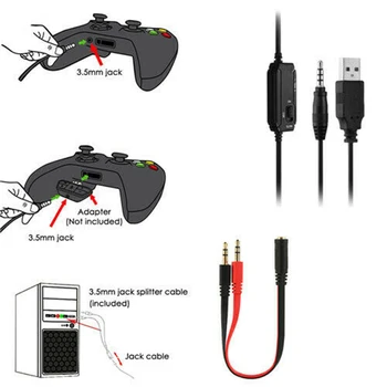 3,5 mm 7DSurround Stero redukcja szumów LED Light plac zestaw słuchawkowy słuchawki przewodowe Słuchawki z mikrofonem dla konsoli Xbox One, PS4, PC