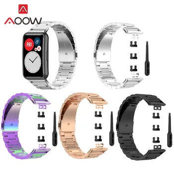 3 indeks pasek ze stali nierdzewnej dla Huawei Watch Fit fitness inteligentne zegarki metalowe złącze wymiana nadgarstka bransoletka Correa