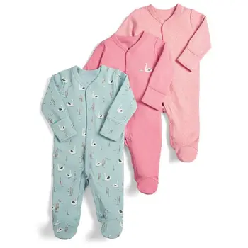 3 szt./op. dla dzieci bawełniane ubrania zestaw noworodków kombinezon dla niemowląt z długim rękawem kreskówka kombinezon dla dzieci chłopcy dziewczęta Sleepsuit 0-12 miesięcy