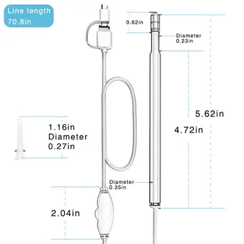 3 w 1 Wielofunkcyjny środek czyszczący do uszu USB endoskopu 5,5 mm wizualna woszczyna czyste narzędzie zaczep łyżka Earpick Otoscope Kamera 0.3 MP LESHP