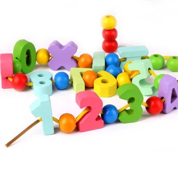 33Pcs/ot Baby Wooden Digital Number Beads Toys kolorowe drewniane koraliki gra edukacyjna zabawka dla małych dzieci jeu perle en bois