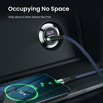 36W QC 3.0 Quick Charge Dual USB Car Charger All Metal Car Auto Charger Mini Car Phone Charger dla iPhone, Samsung, Huawei, Xiaomi