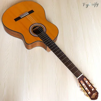 39 cali flamenco stałe świerk drzewo top gitara klasyczna żółty cienki korpus cuway projekt flamenco gitara