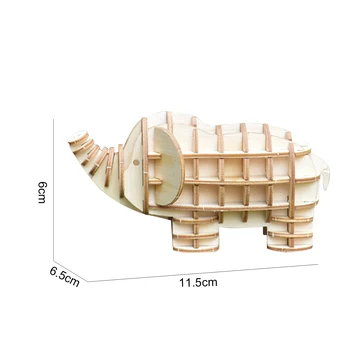 3D DIY Wooden Animal Brain Teaser Puzzle Model Kit Mini 3D Assembly Jigsaw Crafts - Elephant