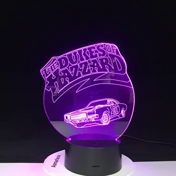 3D lampa 01 samochód książąt HAZZARD Night Light Multi color LED RGB oświetlenie lantern candle kostium biurko dzieci prezent na boże Narodzenie do domu urodziny