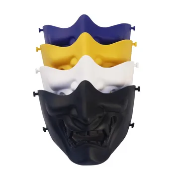3D TPR gumowa maska Diabła Hannya Oni Prajna Half Face Mask Evil Demon Airsoft Mask Vintage Japanese Samurai Halloween Cosplay