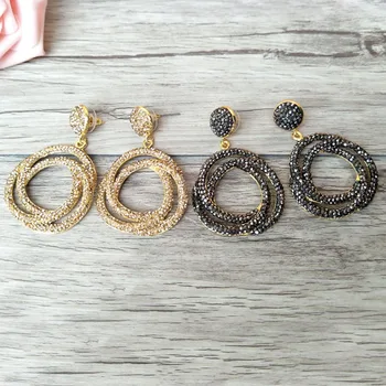 4 pary moda kobiety koło kwiat kolczyki z kryształkami betonowa kolczyki kolczyki handmade biżuteria ER536