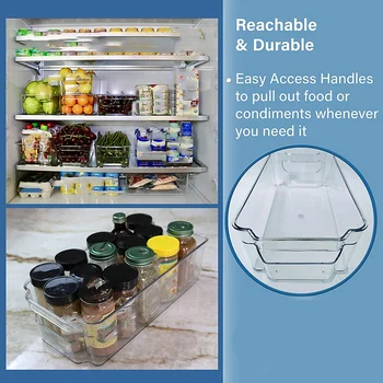 (4 szt.) spiżarnia i lodówka organizator silosy do przechowywania kuchni i szafy,możliwość ustawiania w stos pojemniki na żywność z uchwytami