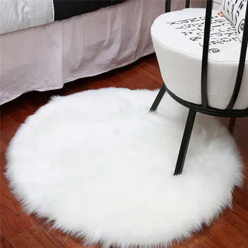 45 cm sztuczna skóra owcza dywan biały/szary wielki człowiek zrobił wełna owłosione podłoga dywan dywan okrągły krzesło poduszka fotel mata podłogowa sprzedaż