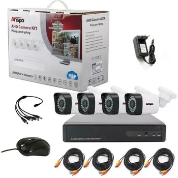 4CH 1080P CCTV, systemy zabezpieczeń, kamery 5 w 1 DVR IR-cut nadzoru w domu wodoodporny otwarty kolor biały