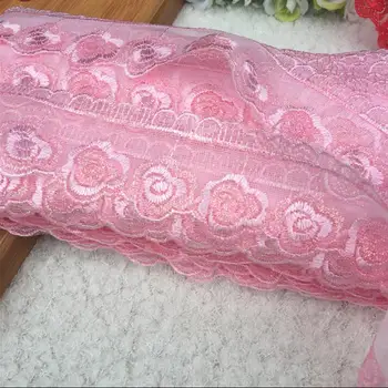 5 metrów czerwony różowy fioletowy haft ślubny koronkowe wykończenie haftowane koronki tkaniny, biżuteria, akcesoria szerokość 4,5 cm